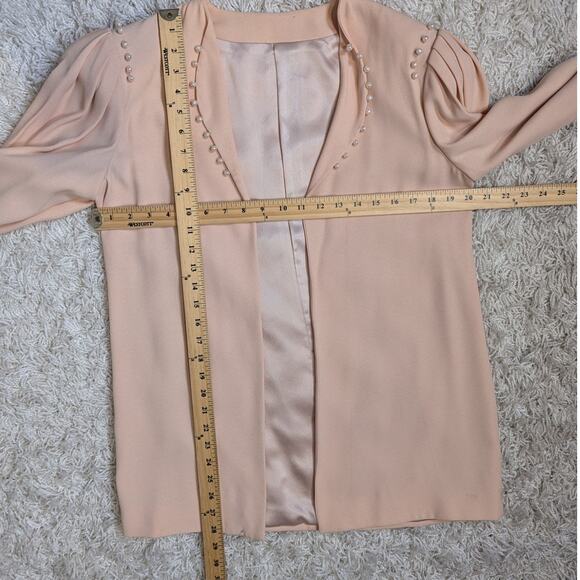 Vintage Silk Three Piece Skirt Suit with Pearl Trim Pink Size 8 - Picture 7 of 16